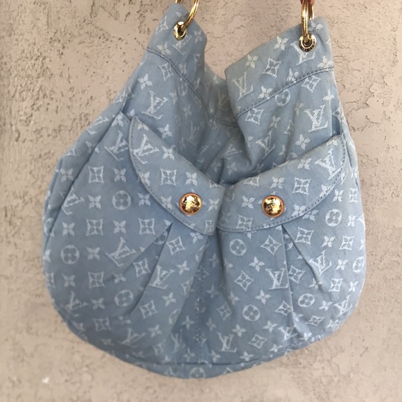 ๐โจ AUTHENTIC โจ๐ DENIM Louis Vuitton XL Denim Hobo Bag RARE - Picture 15 of 16